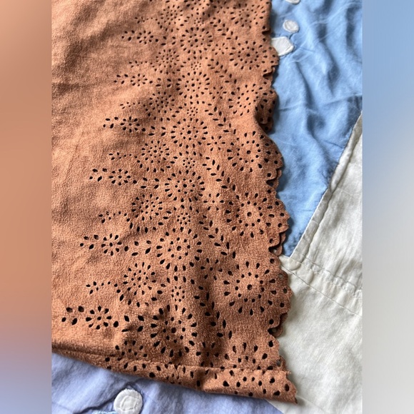 Amy Byer Brown Suede-Look Lace Hp Front Western Cowboy Boho Tank Top - Picture 7 of 7